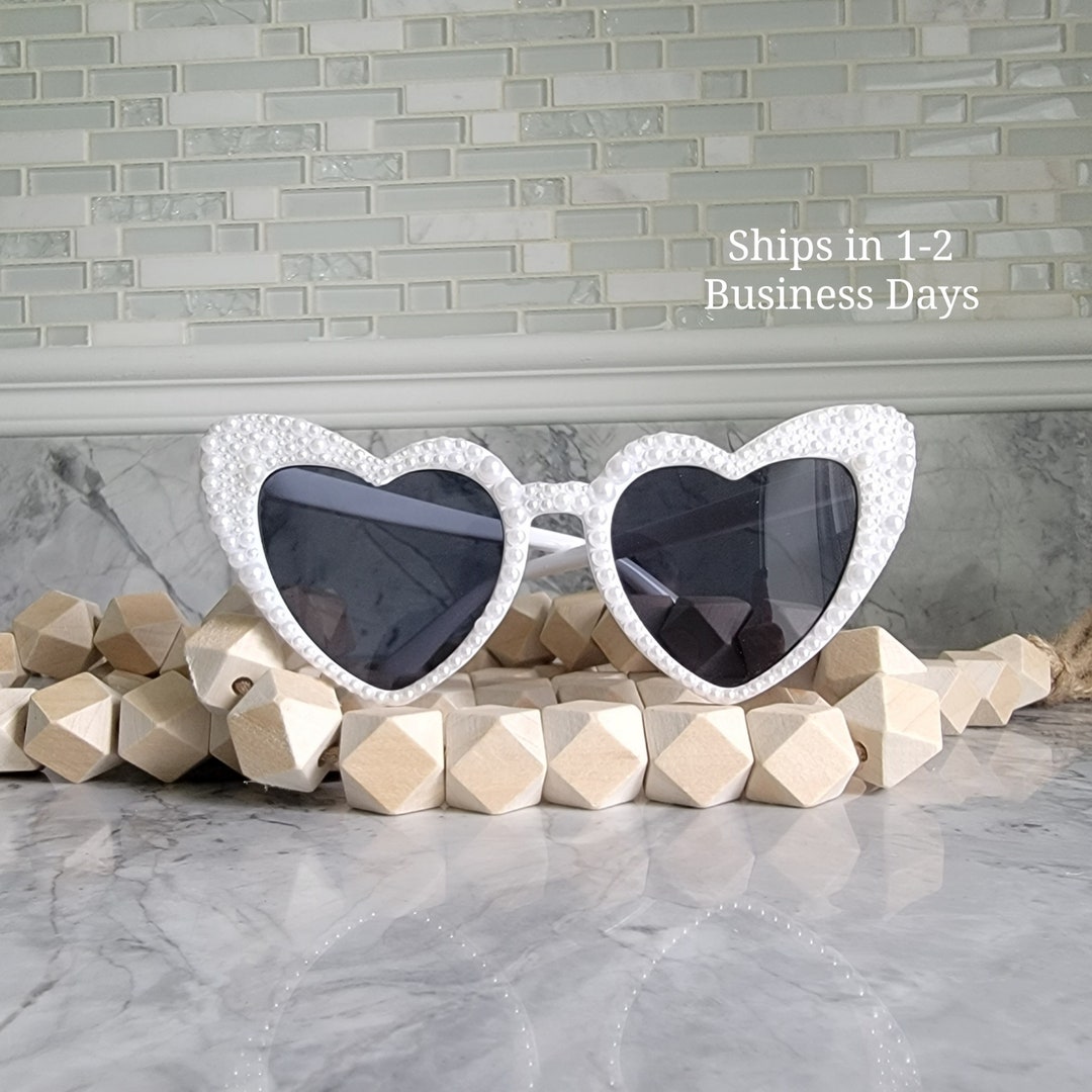 Bride Sunglasses, Pearl Heart Sunglasses, Heart Shaped Bride
