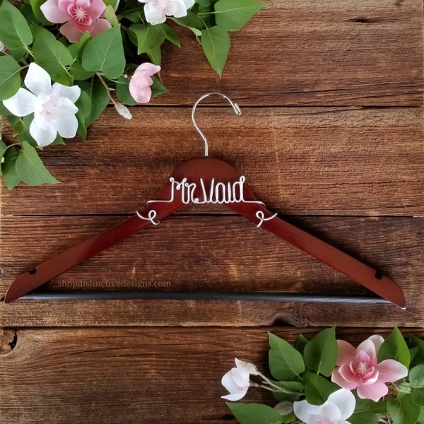 Groom Wood Suit Hanger Personalized, Groom Hanger