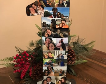 Single Wooden Number Photo Collage