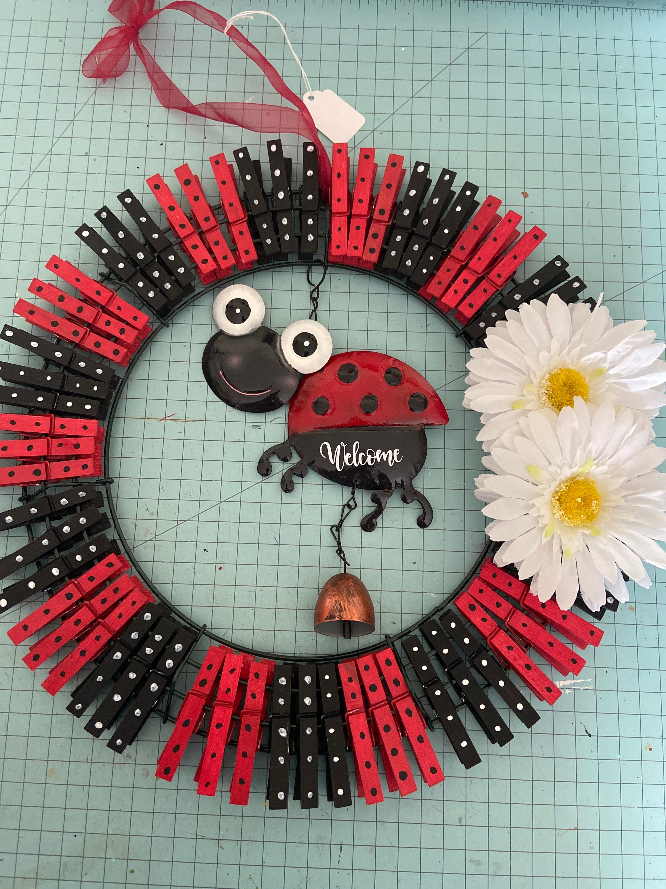 Ladybug clothespin wreath Etsy