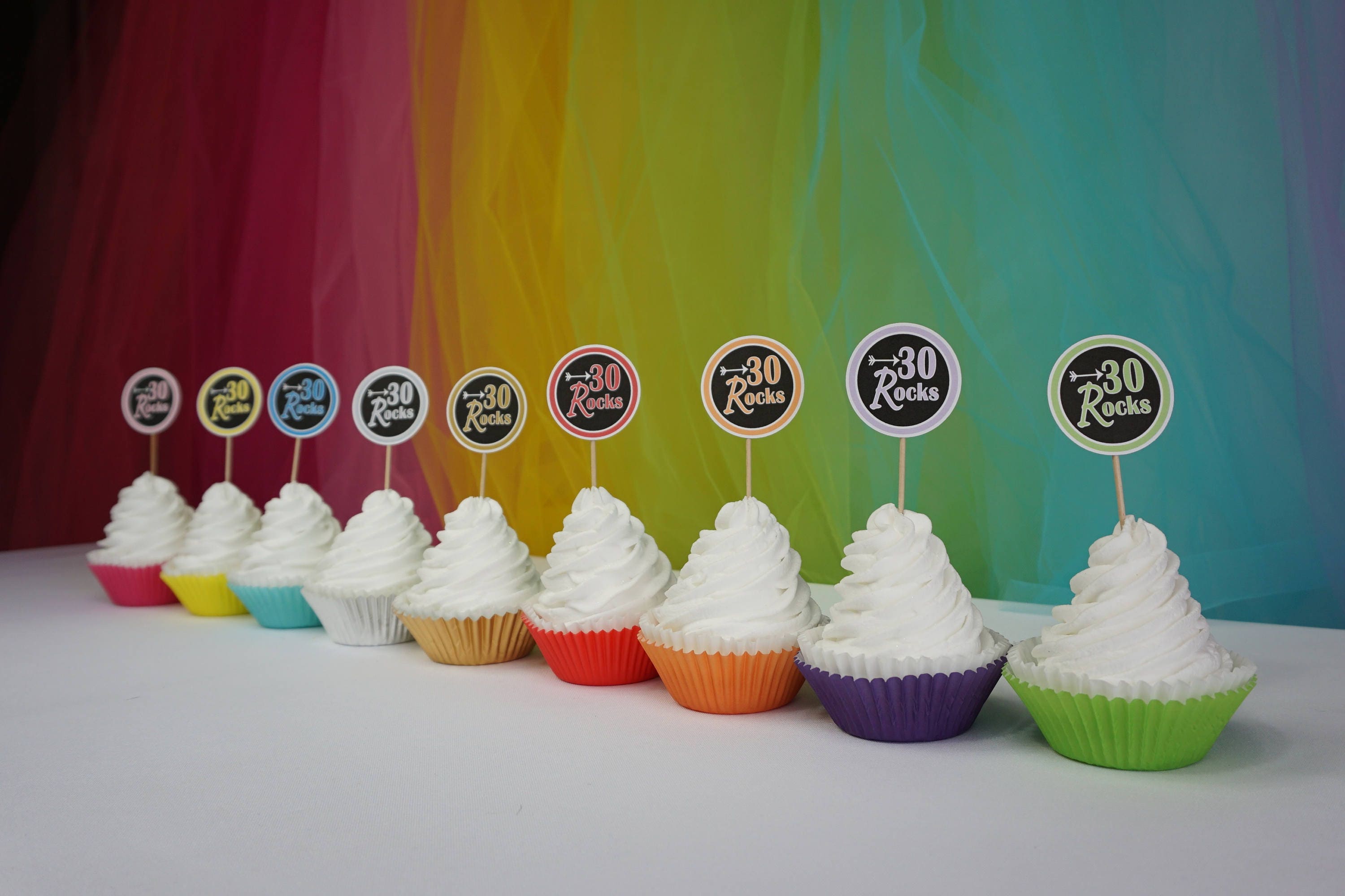 30 Rocks Cupcake Toppers Available In 9 Colors 30th Birthday