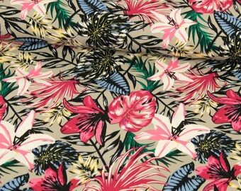 50cm STOFF KOSTÜMSTOFF Blumen Muster Blumenmuster rostsrot 3,20 €//m