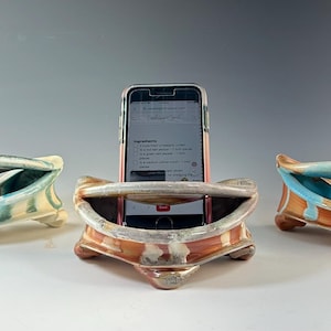 Ceramic phone speaker, passive I-phone speaker, acoustic phone speaker, green, blue, tan