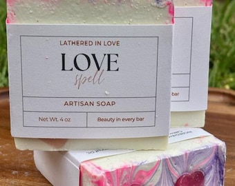 Love Spell - All Natural handmade cold process soap, Mother's Day gift, Party Favors, Bridal Shower, Baby shower and more