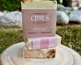 Citrus in Bloom - All Natural handmade cold process soap, Mother's Day gift, Party Favors, Bridal Shower, Baby showers, & more,
