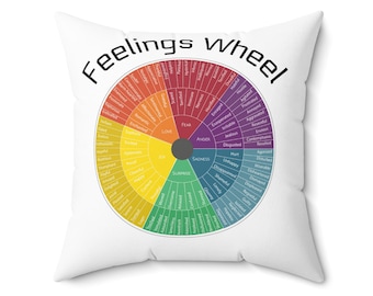 Double-Sided Feelings Wheel Pillow: Therapy Office Decor