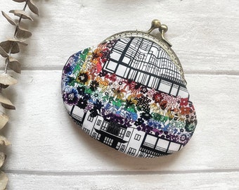 Liberty of London Tudor Belle Rainbow Hand Stitched Vintage Metal Frame Coin Purse//Gift for her