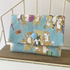Funny Dogs Tourists Chiba Inu Japanese Dogs Oxford Cotton Handmade Children Wallet // Gift for kids
