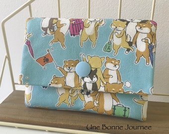 Funny Dogs Tourists Chiba Inu Japanese Dogs Oxford Cotton Handmade Children Wallet // Gift for kids