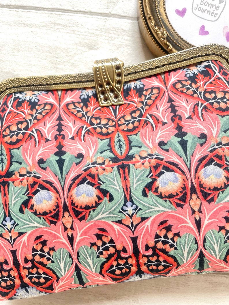 Liberty London Floral Art Deco Vintage Frame Clutch | Handcrafted Kiss Lock Purse image 2
