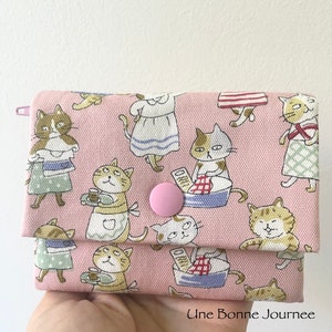 Porte-Feuille Fille Chatons de maison menage Coton Oxford Japonais//Porte-Feuille Rose//Cadeau Enfant