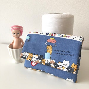 Funny Cats in Toys Picker machine Cotton Linen Handmade Children Wallet // Gift for kids