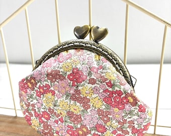 Liberty of London Pastel color way Spring Garden Handstitched Vintage Metal Frame Coin Purse//Hearts Purse//Gift for her
