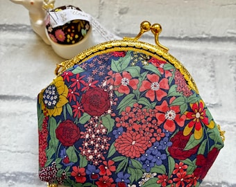 Liberty of London Ciara Floral Vintage Frame Coin Purse • Liberty Floral Retro Gold Kiss Lock Pouch