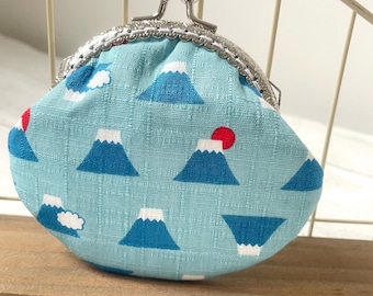 Mount Fuji Vintage Frame Coin Purse • Japan Pattern Kiss Lock Pouch