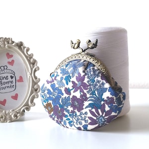 Bolsa Liberty of London Azul e Roxo EMILY Floral Metal Fecho //Tecido Liberty //Presente para ela