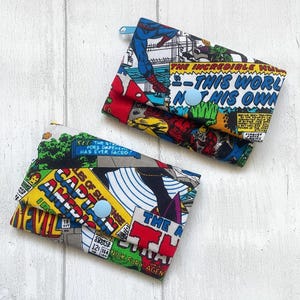 Porte-Feuille Garçon Super heros Avengers Style BD en coton //Cadeau Enfant