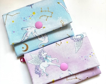 Golden Pink Powder Blue Fantasy Unicorn Stars Constellation wallet //children wallet// Gift for kids