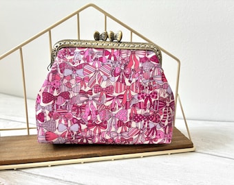 Liberty of London Pink Jenny's Ribbon Vintage Frame Coin Purse//Butterfly Ribbon wallet//Gift for her//Liberty Japan
