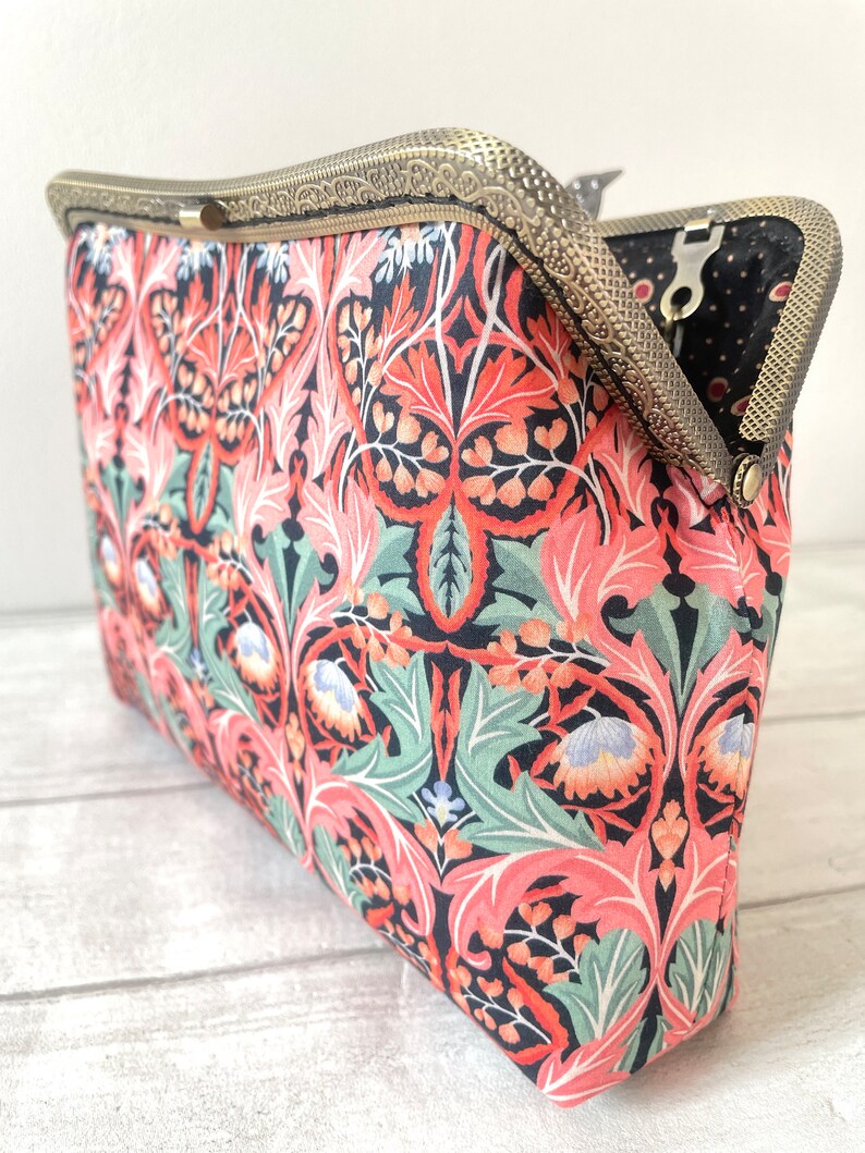Liberty London Floral Art Deco Vintage Frame Clutch | Handcrafted Kiss Lock Purse image 5