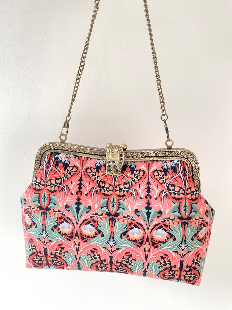 Liberty London Floral Art Deco Vintage Frame Clutch | Handcrafted Kiss Lock Purse image 4