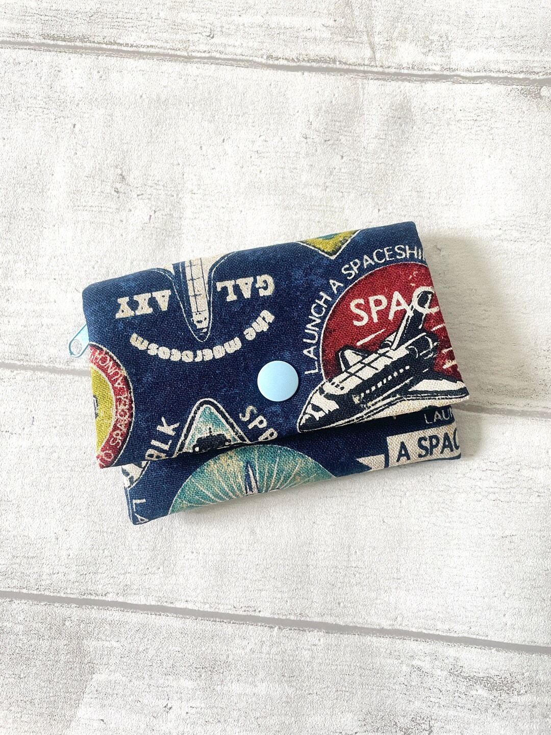 Retro Style Space Shuttle Dark Blue Cotton Linen Card Wallet//boys ...