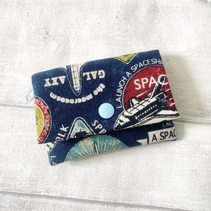 Porte-Feuille Garçon rétro Navette Spaciale en coton lin Japonais//Cadeau Enfant