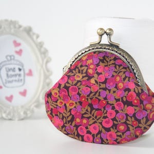 Liberty of London Wiltshire Purple Berry Hand Stitched Vintage Metal Frame Coin Purse//Gift for her