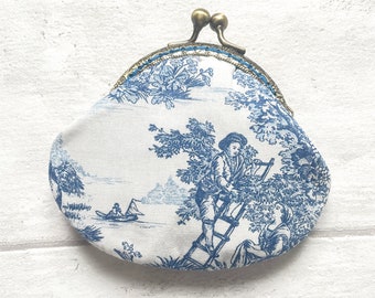Toile de Jouy Vintage Frame Coin Purse//Shabby Cottage Style wallet//Gift for her