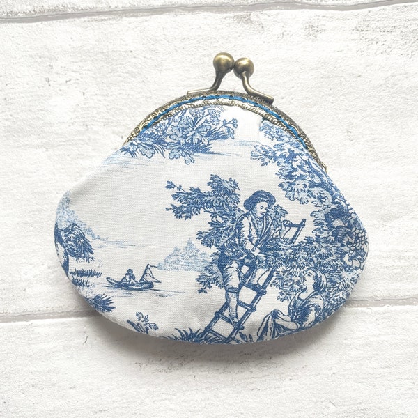 Toile de Jouy Vintage Frame Coin Purse//Shabby Cottage Style wallet//Gift for her