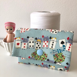 Funny Cats Alice in the Wonderland Cotton Linen Handmade Children Wallet // Gift for kids