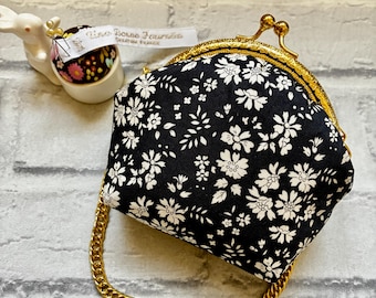 Liberty of London Capel Midnight Vintage Frame Coin Purse • Handmade Liberty Floral Kiss Lock Pouch