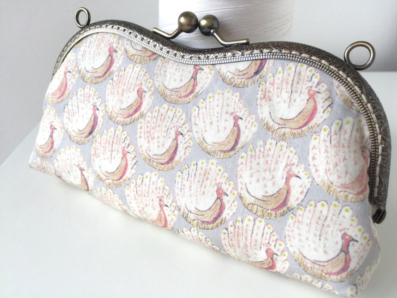 Liberty of London Soft Gray Peacocks of Grantham Hall Hand Stitc Liberty of London Soft Gray Peacocks of Grantham Hall Hand Stitc