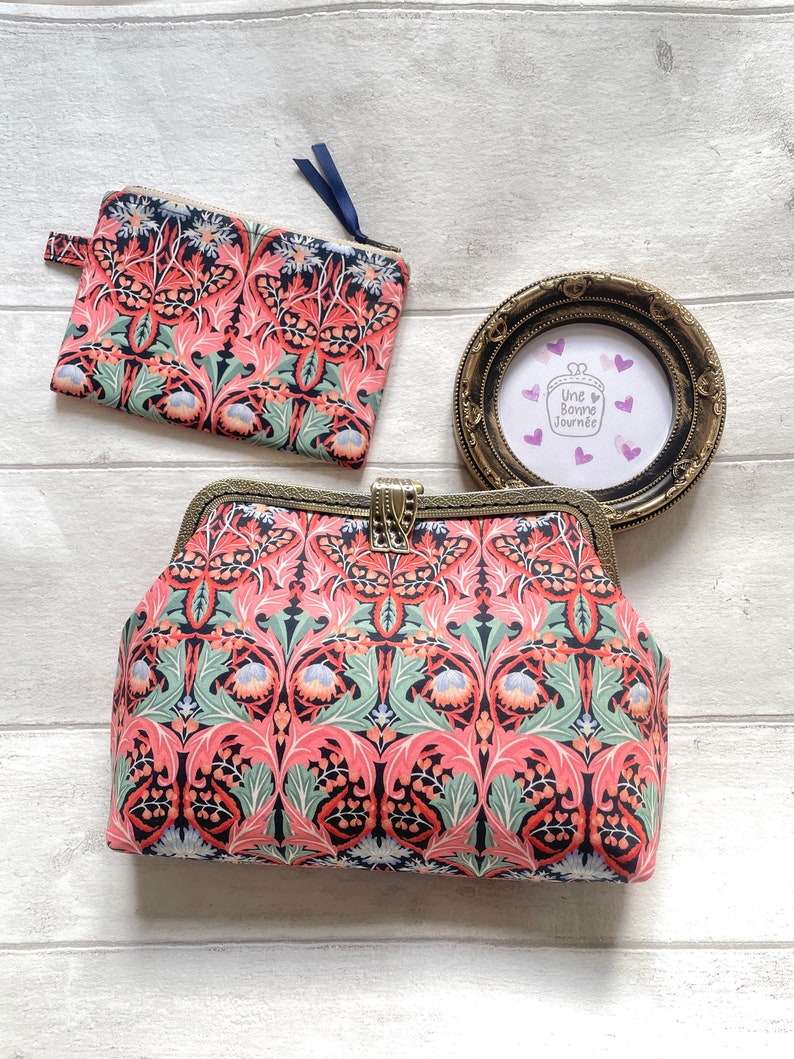 Liberty London Floral Art Deco Vintage Frame Clutch | Handcrafted Kiss Lock Purse image 9