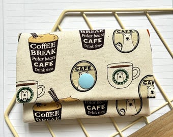 Polar Bear Coffee Café Handmade Children Wallet //Gift for kids//Polar Bear wallet//Card Holder//Coffee Lover