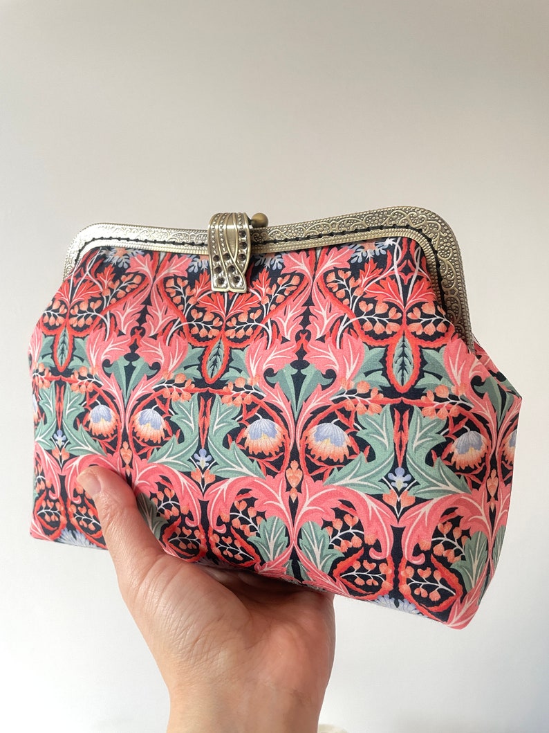 Liberty London Floral Art Deco Vintage Frame Clutch | Handcrafted Kiss Lock Purse image 8