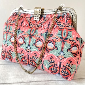 Liberty London Floral Art Deco Vintage Frame Clutch | Handcrafted Kiss Lock Purse image 3