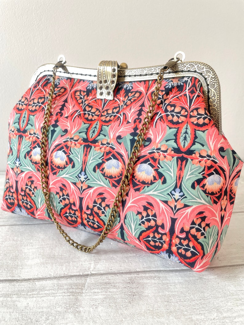 Liberty London Floral Art Deco Vintage Frame Clutch | Handcrafted Kiss Lock Purse image 3