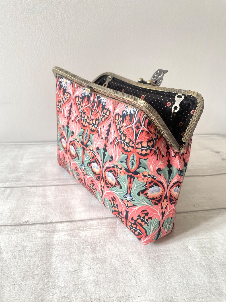 Liberty London Floral Art Deco Vintage Frame Clutch | Handcrafted Kiss Lock Purse image 7