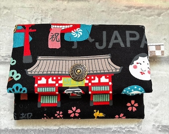 Japan Print Maneki neko Daruma Business Card Holder Card wallet//Japan Lover//Japan Monuments
