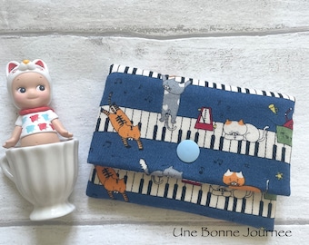 Funny Musicien Pianist Cats Cotton Linen Handmade Children Wallet // Gift for kids