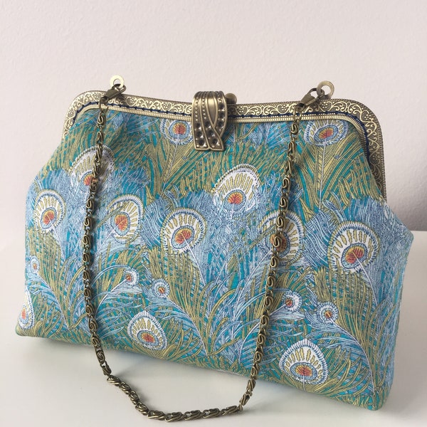 Pochette Sac à Main avec motif Paons Hera de Liberty of London//Tissu Liberty//Pochette Soirée//Cadeau Pour Elle