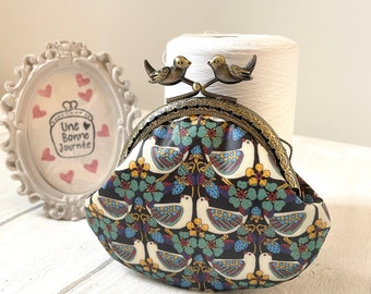 Liberty of London Love Birds Strawberry Feast Metal Frame Coin Purse//Birds Coin Purse//Gift for her