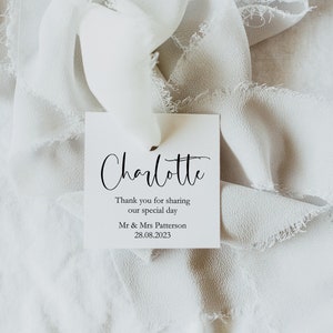 Personalised Square Wedding Name Place Settings/Cards - Ribbon NOT included