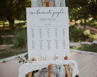 Harper - Modern wedding table seating plan, our favourite people, Sizes A1 A2 - Printed or digital