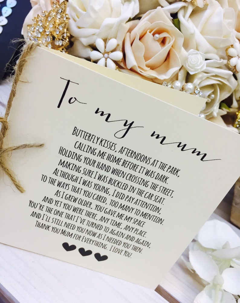 Vintage\/Rustic 'To My Mum' Wedding Day Poem Card - show Mum how special she is!