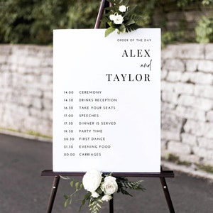 Printed or Digital Alex Wedding Order Of The Day A1 A2 - FREE standard  POSTAGE