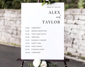 Printed or Digital Alex Wedding Order Of The Day A1 A2 - FREE standard  POSTAGE