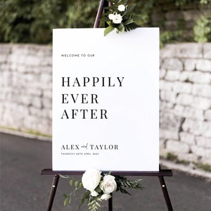 Alex - Printed Wedding Welcome Sign Happily Ever After- unframed FREE standard POSTAGE