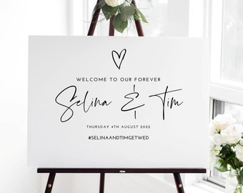 Selina - Personalised wedding welcome Instagram sign, available digitally or printed.  Easel not included.